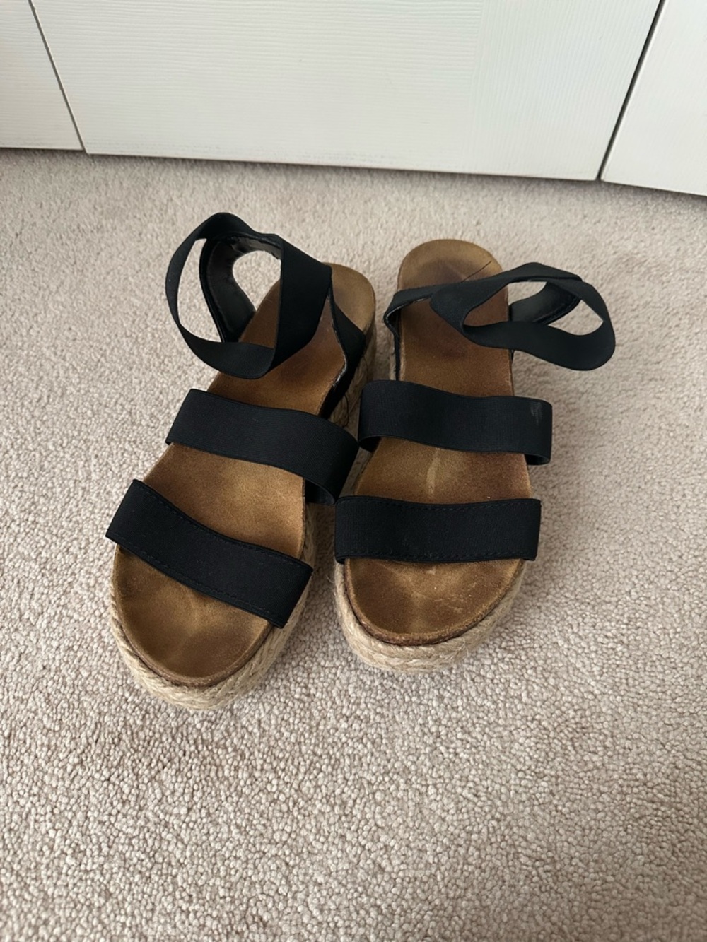 Steve Madden Black Espadrille Platform Sandals with Wrap Straps